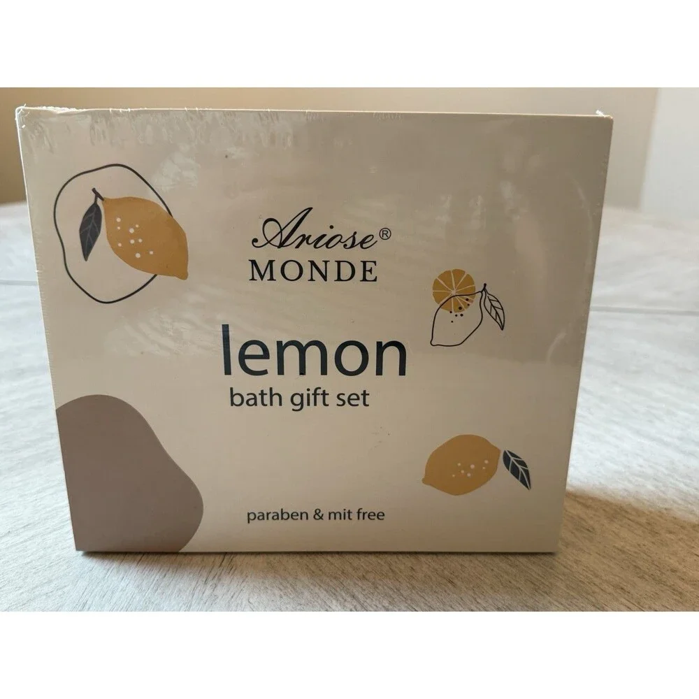 ArioseMonde Lemon Bath Set 7Pc‎ Gift Spa Kit Gel Bubble Soap Oil Salt New